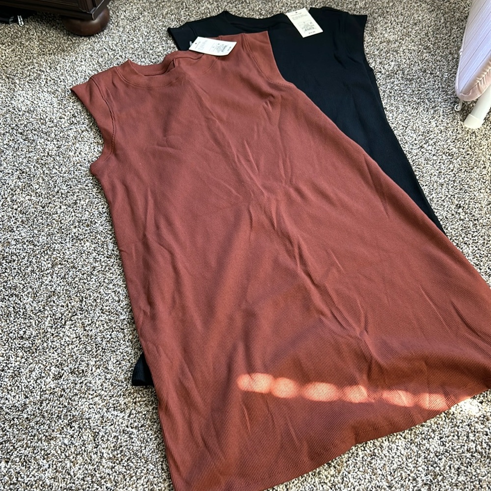 2 NWT “A New Day “ sleeveless ribbed tank dresses sz L